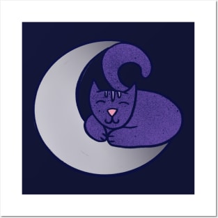 Cat Moon Posters and Art